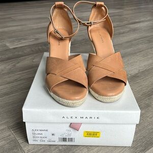 Alex Marie Nelana Sandal Women's 8.5 Ibiza Nude Leather Cross-Band Espadrille